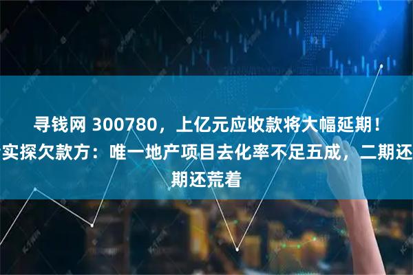 寻钱网 300780,上亿元应收款将大幅延期!记者实探欠款方:唯一地产项目去化率不足五成,二期还荒着
